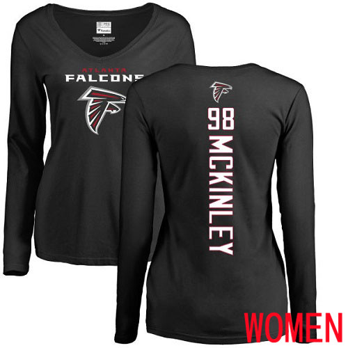 Atlanta Falcons Black Women Takkarist McKinley Backer NFL Football #98 Long Sleeve T Shirt